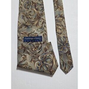 Vintage Cambridge Classics Mervyns Tie Necktie Muted Scroll, Paisley Pattern